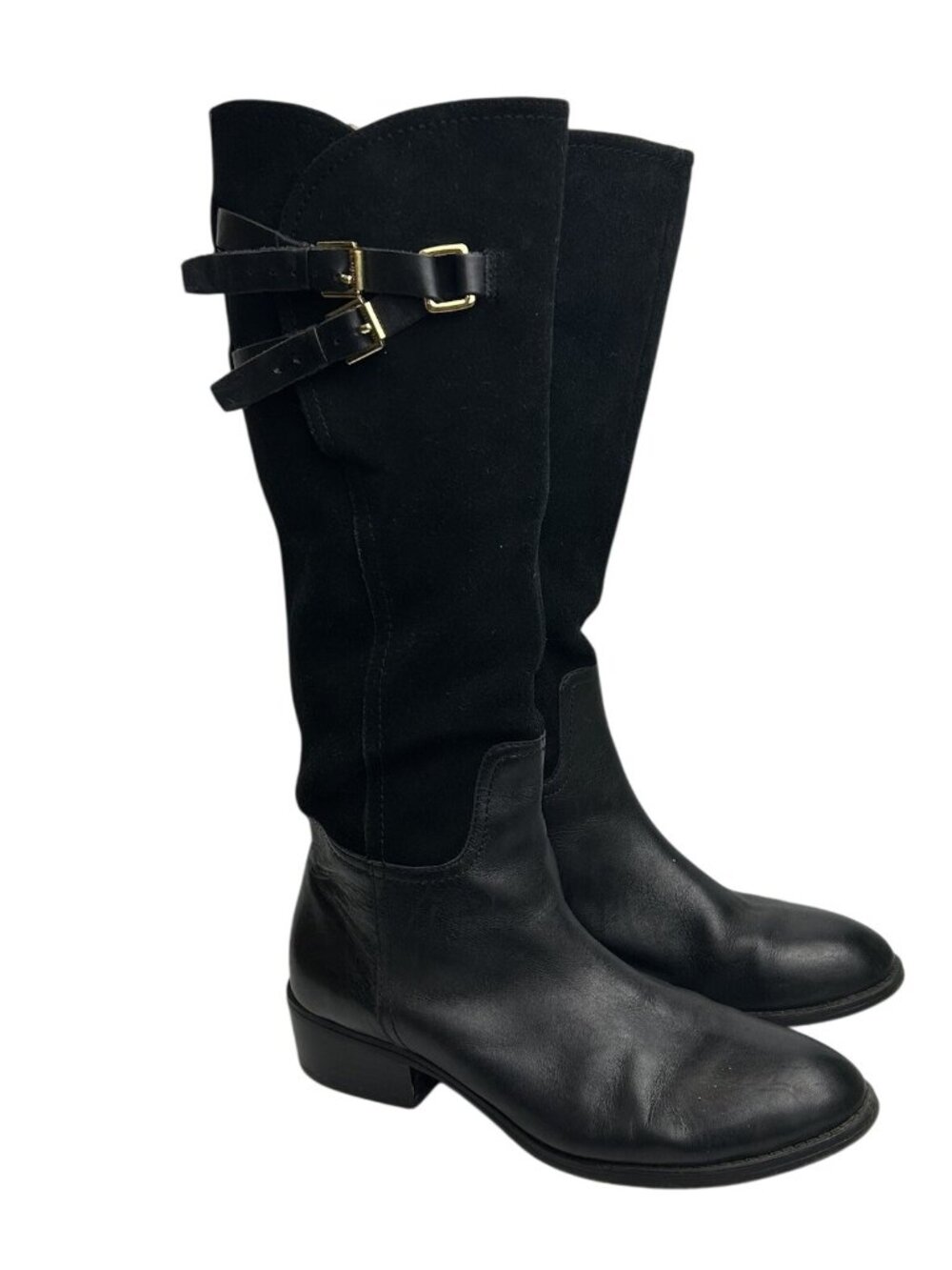Ralph Lauren Maren Boots Womens Size 8B Black Leather Upper & Suede Riding - Picture 2 of 11